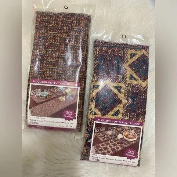 Jacquard table runners bundle of 2 13”x70” - Picture 1 of 7